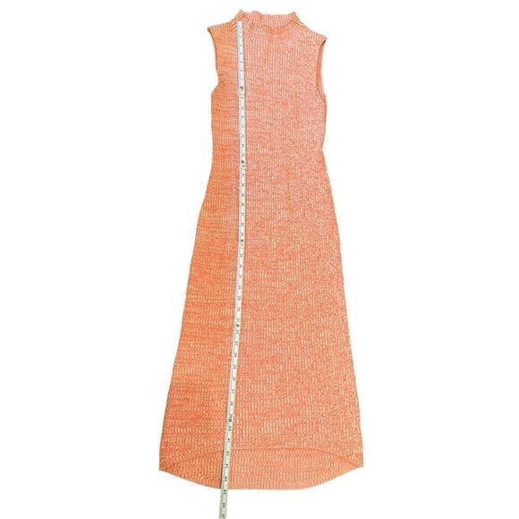 Anthropologie Daily Practice Mock Neck Ribbed Knit Midi Dress Sz XS Orange coral - Picture 6 of 11